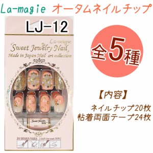 【NEW】オータムネイルチップ：20枚【オーバルネイルチップ】両面テープ24枚入り！ラ・マジィ【メール便1個までOK】(LJ-11-15)