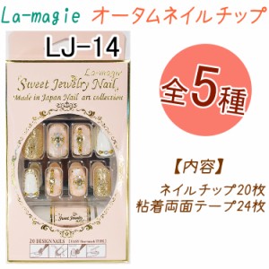 【NEW】オータムネイルチップ：20枚【オーバルネイルチップ】両面テープ24枚入り！ラ・マジィ【メール便1個までOK】(LJ-11-15)