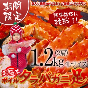 タラバガニ足 ボイル 極太 4L 1.2kg前後×2肩 身入り抜群 送料無料 ※沖縄は別途送料加算