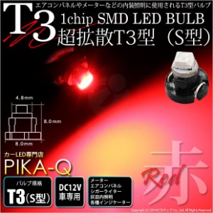 単 T3 1chip SMD LED (S型) レッド 1個入 メーター/エアコンパネル/シガーライター/灰皿内照明 1-A1-4