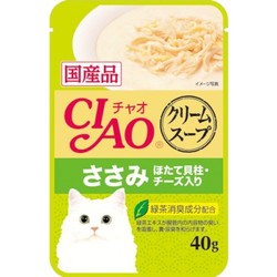 【いなばペット】チャオ　クリームスープ　ささみ　ほたて貝柱・チーズ入り　４０ｇ