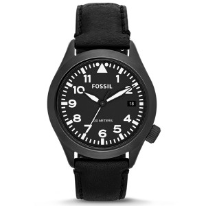 FOSSIL フォッシル AEROFLITE エアロフライト AM4515 ブラック 黒色 レザーベルト メンズウォッチ 男性用腕時計 送料無料