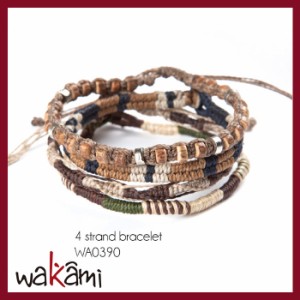 wakami(ワカミ)「Earth Bracelet」4ストランド/アースブレスレット/4セット BEGIN掲載 ラルフ ラグビー　アースブレスレット4本set