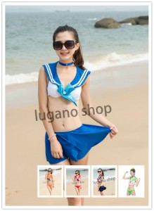 LUGANO 美少女戦士セーラームーン風　コスプレ ４点セット 　セクシービキニ　スカート式  少女水着 20年紀念版