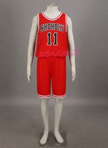 超経典『SLAM DUNK』（スラムダンク）湘北高校 流川 楓 背番号11ユニフォーム レッド 　コスプレ衣装 cosplay コスチューム