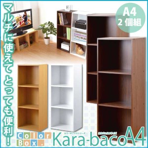 【送料無料】カラーボックスシリーズ【kara-bacoA4】3段A4サイズ 【お買い得同色２個セット】