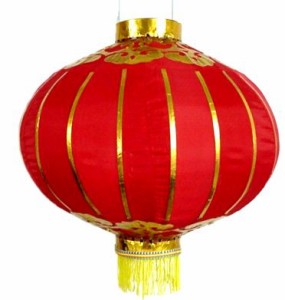 中国紅綢燈　シルクランタン 14インチ
