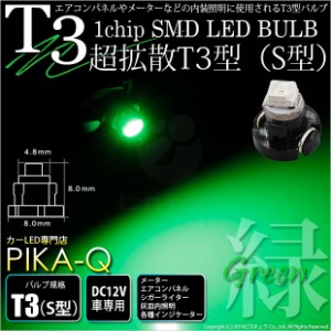 単 T3 1chip SMD LED (S型) グリーン 1個入 メーター/エアコンパネル/シガーライター/灰皿内照明 1-A1-5