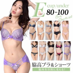 大きいサイズ レディース ブラジャー ショーツセット 下着 Eカップ E80 E85 E90 E95 E100 脇肉スッキリ 下着 ランジェリー 新色入荷 ネコ