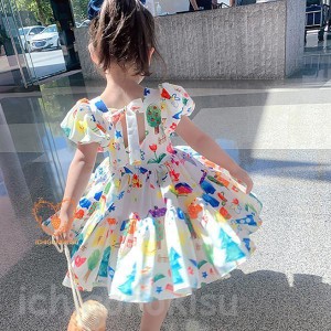 子供服 ワンピース キッズ 女の子 春夏 半袖 花柄ワンピース 韓国子ども服 オールインワン 子供ドレス dress ベビー服 お姫様 おしゃれ 