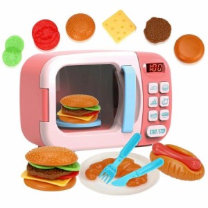 電子レンジおもちゃ 子供キッチンプレイセット ままごと ハンバーガー ホットドッグ パン 子供用 おもちゃ キッチンままごと