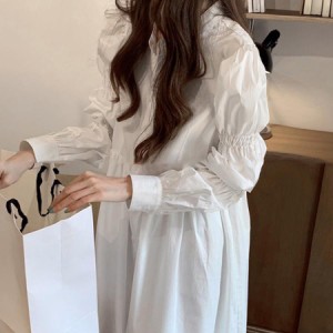 白シャツワンピース長袖 韓国ファッション