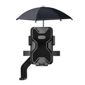 屋外用日傘携帯電話ホルダー、傘付きオートバイスタンド バックミラーブラック