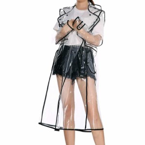 定期的な透明レインコート女性軽量緊急クリア防水レインコートジャケット再利用可能なレインポンチョベルトフード服
