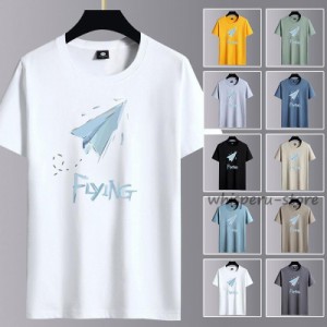 Tシャツ メンズ 半袖 おしゃれ 白Tシャツ ロンT T-shirt スポーツ 半袖tシャツ 配いろ 涼しい カジュアルクルーネック 丸首 プリント 夏