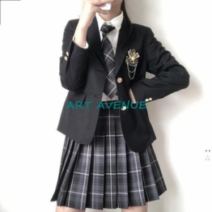 制服 jk 女子高生 5点セット ブレザー スカート シャツ ネクタイ バッジ 学生服 セーラー服 スクール 高校生制服