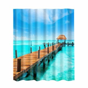 お風呂カーテン 防カビ リング付属 180×180cm シャワーカーテン 自然の風景 14色選べ - 5 180cm×180cm