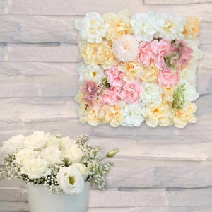 結婚式の装飾のための38x38cmの人工花の壁パネルの絹のバラ黄色