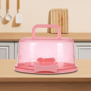 ケーキ容器 ふた付き カバー 取っ手付き ケーキ保存容器 パイ デザート用 ピンク
