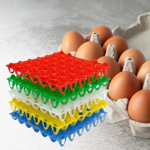 卵ホルダー 冷蔵庫引き出し用 卵収納ボックス 再利用可能 30グリッド卵トレイ 5個 混合色