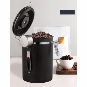 コーヒーキャニスターキッチンドライフード保存容器気密ブラック1800ml