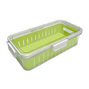 果物保存容器野菜フレッシュキーパー、取り外し可能な排水ザル付き、キッチン食品用の気密食品容器