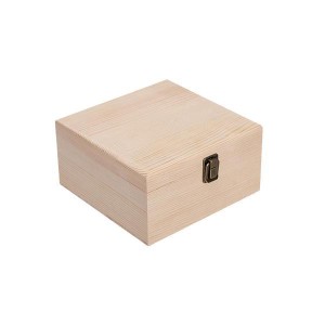 木製収納ボックスポータブルホームデコレーション未完成ギフトボックス小物ボックス木製 19.5x19.5x10cm