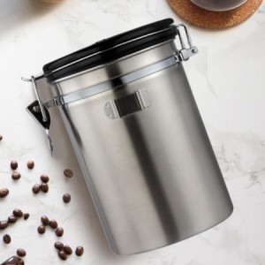 コーヒーキャニスターキッチンドライフード保存容器気密シルバー1800ml