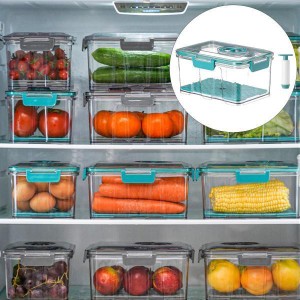 バキュームシーラー長方形オーガナイザープラスチック真空容器グリーン2.5Lの食品貯蔵