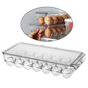 長方形冷蔵庫卵収納ケーストレイフレッシュキーピングコンテナキャリア21グリッド
