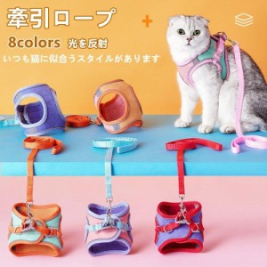 ハーネス リード 猫 牽引縄 ペット リードハーネス セット シンプル 簡単装着 猫用ハーネス おしゃれ ハーネスリード ネコ 牽引ロープ