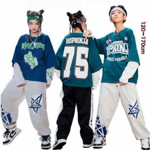 キッズダンス衣装 セットアップ ヒップホップ K-POP かっこいい 韓国風 Y2K キッズ 衣装 子供服 男の子 女の子 ストリート トップス 長袖