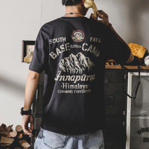 tシャツ メンズ 半袖 メンズ オシャレ ビッグシルエット 丸首 プリント カレッジ 通気 ストリート 英文字 ワンポイント ロゴTEE トップス