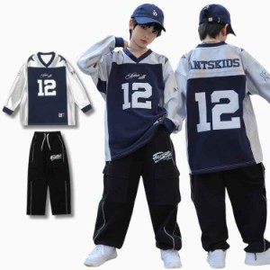 子供服 ダンス 衣装 キッズ セットアップ ヒップホップ 単品 シルバー 長袖シャツ パンツ 黒 ヒップホップ キッズダンス 男の子  セット