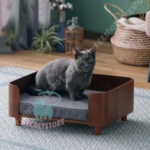 ペットベッド 猫 ねこ ネコ 犬 いぬ イヌ ベッド ペット用ベッド クッション付き 丸形 円型 木製 ウッド 木調 おしゃれ かわいい ペット