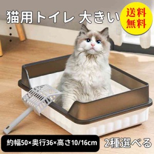 【送料無料】猫トイレ ネコトイレ 猫 トイレ シンプル フルオープン スコップ付き 猫用 ネコ用品 猫砂 飛び散り防止 おしゃれ 清潔 掃除