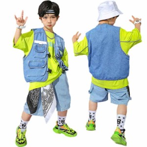 キッズ ダンス 衣装 トップス パンツ 子供服 ファッション デニム キッズダンス衣装 tシャツ ベスト パンツ  店舗 通販 子ども服 ヒップ