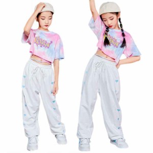 キッズ ダンス衣装 セットアップ 女の子 子供服 ヒップホップ 韓国 k-pop  トップス へそ出し パンツ キッズダンス衣装 ファッション 子