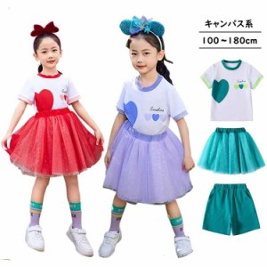 演出服 子供服 セット 可愛い 幼稚園 小学生 キッズダンス衣装 セットアップ tシャツ 半袖 パンツ スカート 発表会 運動会 応援団 合唱団