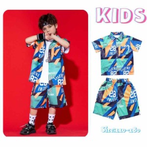 子供ダンス ダンス衣装 ダンス服 ステージ衣装 キッズダンス hiphop 2点セット キッズダンス スポーツ服 男の子 ブルー グリーン シャツ 