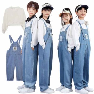 子供服  ヒップホップ ダンス衣装 ヒップホップ キッズ デニム ダンス衣装 セットアップ ヒップホップ 男の子 女の子  韓国ファッション 