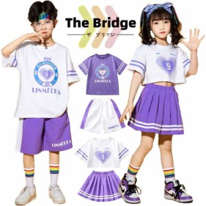 子供ダンス 衣装 チアガール 男の子 女の子 ストリート 子供服 ヒップホップ おしゃれ 半袖 セットアップ ヒップホップ ダンス発表会 ス