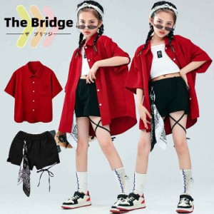 ワインレッド キッズ ダンス衣装 セットアップ 発表会 子供服 半袖 女の子 シャツ パンツ ガールズ ストリート かっこいい おしゃれ ヒッ