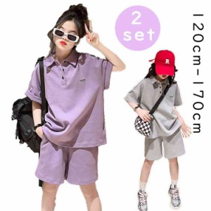 韓国子供服セット キッズ 女の子  夏服 2点セット 半袖 Tシャツ+ショートパンツ ベビー ジュニア 子ども 上下セットアップ カジュアル 可