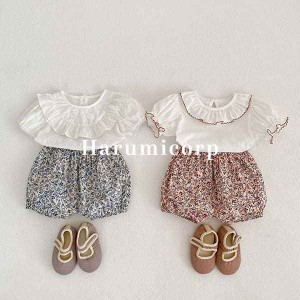 ベビー服 女の子 上下セット キッズ 子供服 シャツ 半袖 ショートパンツ おしゃれ 可愛い セットアップ 赤ちゃん 新生児 韓国こども服 春