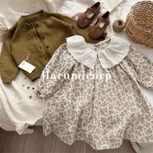 ワンピース キッズ 子供服 女の子 80〜130cm ベビー服 長袖ワンピース 春秋 花柄ワンピース 結婚式 子ども服 赤ちゃん 女児 おしゃれ か