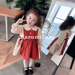 ワンピース キッズ 子供服 女の子 長袖ワンピース 蝶結び ベビー服 シャツワンピース 春秋 ジュニア 子ども服 赤ちゃん 女児 おしゃれ 可