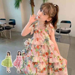 ワンピース キッズ 夏 子供服 女の子 花柄ワンピース ジュニア ベビー服 ロングワンピース 赤ちゃん 子ども服 ワンピース フリル おしゃ