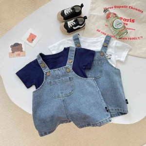 セットアップ キッズ 綿 ベビー服 男の子 女の子 tシャツ 半袖 デニムパンツ 子供服 上下セット 夏 新生児 赤ちゃん トップス ショートパ