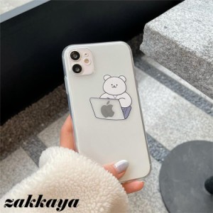 iPhone12 mini ケース iPhone11 pro アイフォン 12 ケース iPhone11 promax ケース iPhone XS クマ パソコン シンプル クリアケース tpu